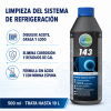 Infografía TUNAP MP 143 limpiador del sistema de refrigeración 500 ml, elimina aceite, grasa, lodo, corrosión y cal y trata hasta 10 litros.