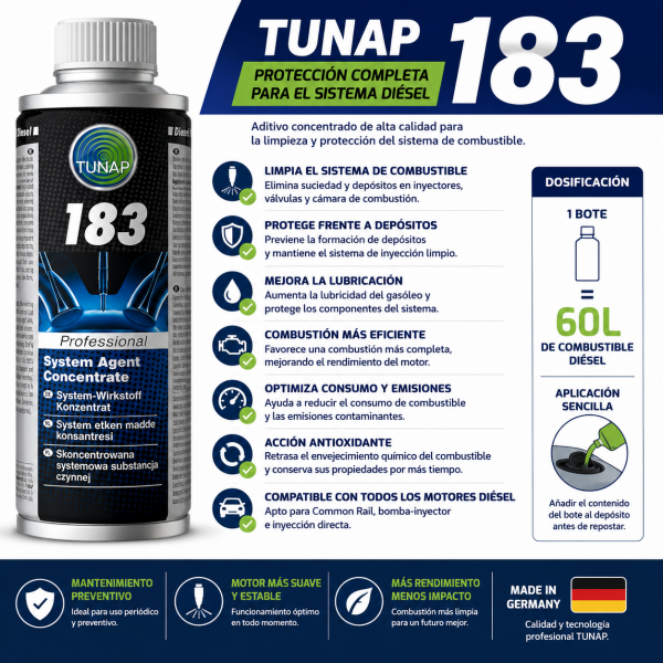 TUNAP 183 limpiador y protector sistema diésel 200 ml original