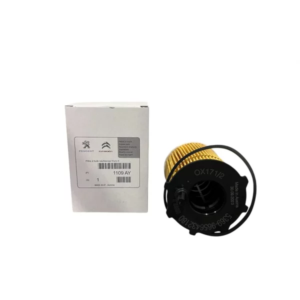 Filtro de aceite PSA 1109AY visto desde la base con referencia OX171/2 y caja original