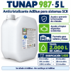Infografía TUNAP 987 de 5 litros, anticristalizante para sistemas SCR, con dosificación 1:400 y capacidad para tratar 2.000 litros de AdBlue
