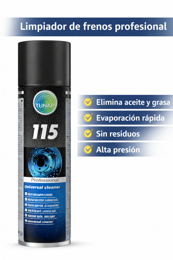 Pack 4x Limpiador de Frenos TUNAP 115 Professional – Desengrasante de Alta Presión (4 x 500ml)