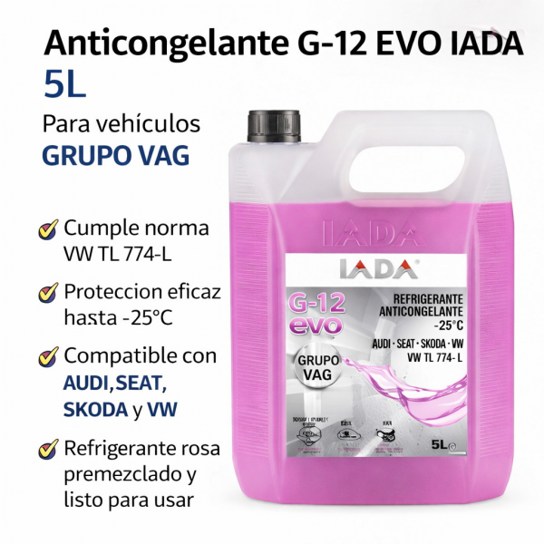 IADA GLYCOGEL G-12 EVO (5L) – Anticongelante Profesional P-Si-OAT – Ref. 50565