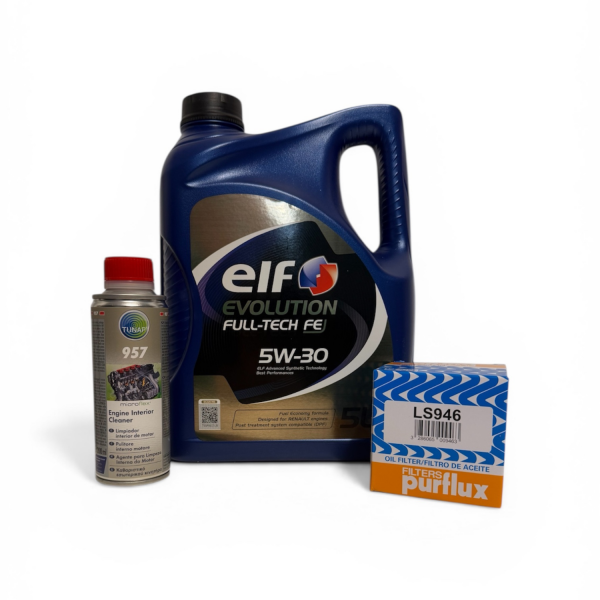 Pack Mantenimiento Vialine Professional Aceite ELF 5W30 RN0720 Filtro Purflux y Limpiador Tunap 957