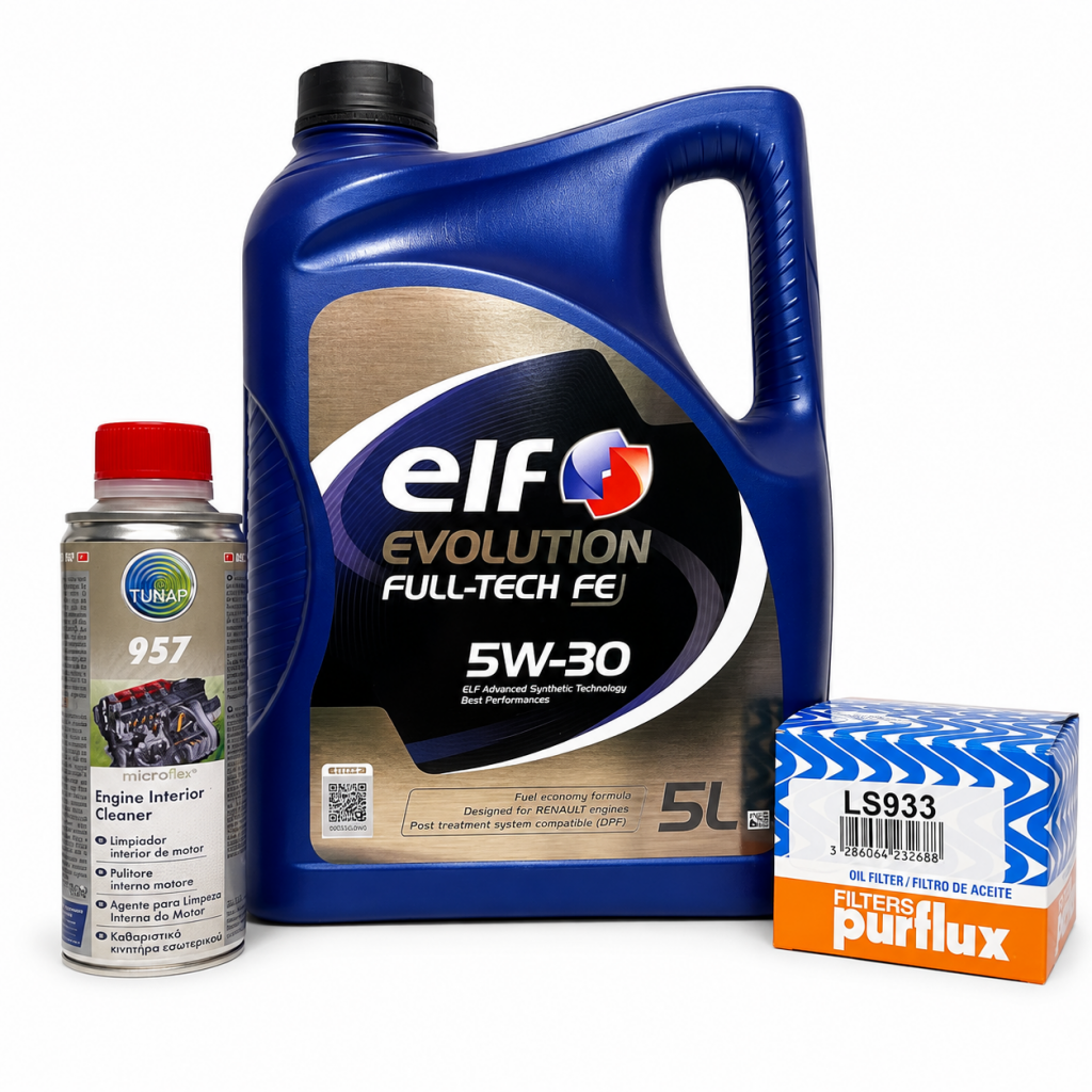 Pack Mantenimiento Vialine Professional Aceite ELF 5W30 RN0720 Filtro Purflux y Limpiador Tunap 957