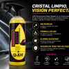 Infografía JLM Glass Cleaner 750 ml con beneficios limpieza sin marcas y fórmula gel antigoteo