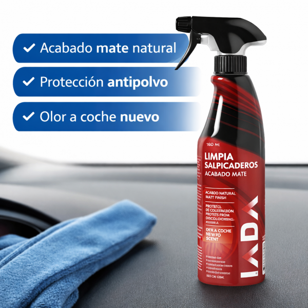 Spray IADA limpiador de salpicaderos mate 500 ml con protección de plásticos y efecto antipolvo