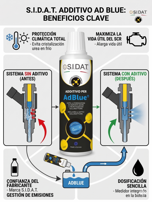 InfografiaSIDAT Pack 2 aditivo para AdBlue 300 ml para mantenimiento del sistema SCR diésel