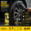 Infografía JLM Tyre Shine mostrando beneficios de restauración, protección UV y brillo duradero en neumátic