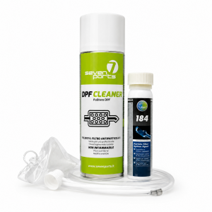 Kit limpieza filtro de partículas DPF/FAP Seven Parts con TUNAP 184, limpiador directo y aditivo preventivo para mantenimiento del sistema antipartículas diésel.