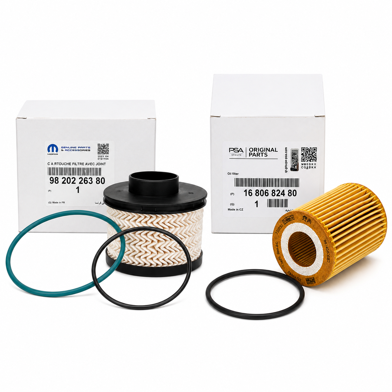 Kit de filtro de aceite original PSA 1680682480 y filtro de combustible original 9820226380 para motor 1.5 BlueHDi