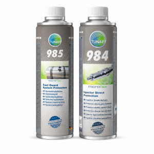 **Kit profesional TUNAP 985 + 984 de 500 ml para tratamiento de combustible diésel y protección del sistema de inyección Common Rail.**