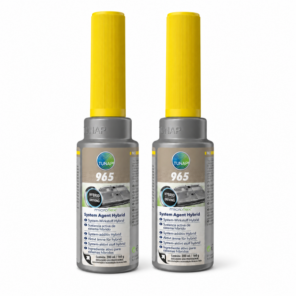 Pack de 2 unidades TUNAP microflex 965 de 200 ml, aditivo estabilizador de combustible para vehículos híbridos.