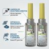 Infografía de producto de un pack de dos botes de TUNAP 979 microflex Injector Direct Cleaner. A la izquierda, iconos y texto en español detallan sus beneficios: "LIMPIEZA DE INYECTORES DIRECTOS (Elimina depósitos persistentes)", "OPTIMIZA EL RENDIMIENTO (Mejora la atomización del combustible)" y "REDUCE EMISIONES Y CONSUMO (Hasta 277 g por lata)". El fondo es gris claro y limpio.