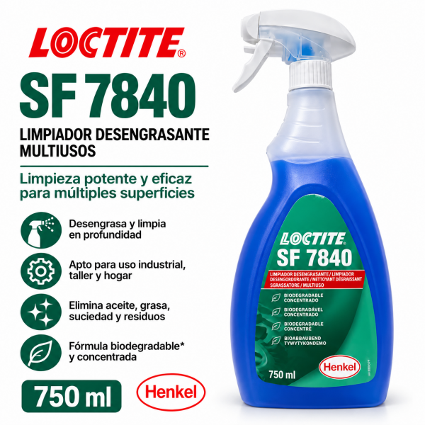 LOCTITE SF 7840 desengrasante multiusos 750 ml para grasa aceite y suciedad