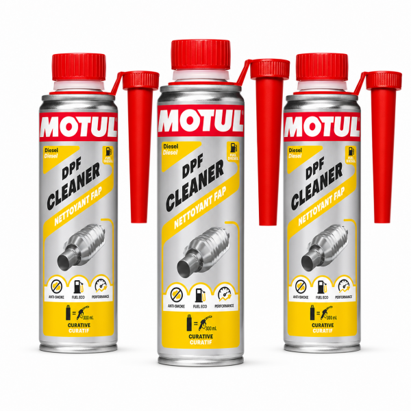 Pack de 3 botes Motul DPF Cleaner Diesel de 300 ml para limpiar y regenerar el filtro de partículas DPF/FAP.