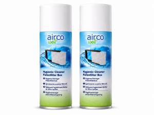 Pack de 2 TUNAP 996 Airco Well higienizante para caja del filtro de habitáculo sobre fondo blanco, producto original para limpieza del sistema de climatización del vehículo.