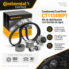 Infografía del kit de distribución Continental CT1134WP1 con bomba de agua, correa de 160 dientes, tensor, rodillos y compatibilidad 2.0 TDI VAG
