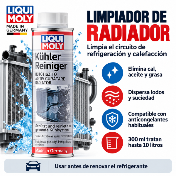 Liqui Moly 2506 limpiador del circuito de refrigeración para eliminar cal aceite y grasa