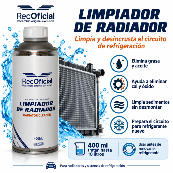 Limpiador RecOficial para eliminar cal, óxido, grasa y sedimentos del circuito de refrigeración