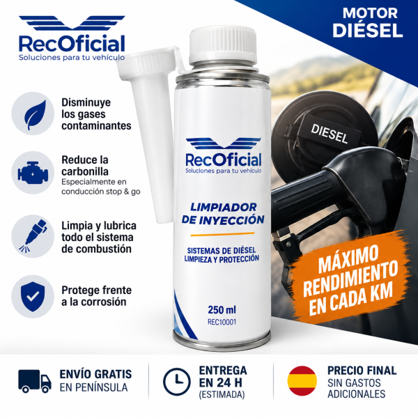 Aditivo RecOficial para limpieza y lubricación del sistema de inyección diésel