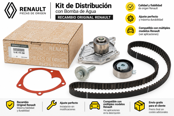 Kit de distribución con bomba de agua Original Renault referencia 119A02421R