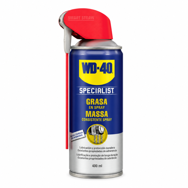 WD-40 Specialist Grasa en Spray 400 ml, lubricante de larga duración antigoteo para engranajes, cadenas y superficies metálicas.