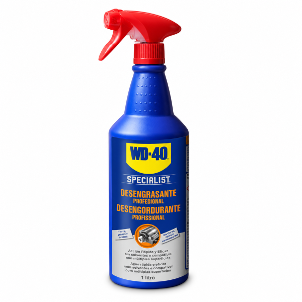 WD-40 Specialist Desengrasante Profesional 1 L, limpiador concentrado al agua en pulverizador para motores, maquinaria y superficies compatibles.