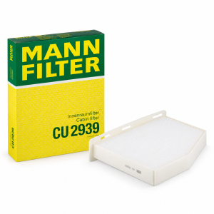 Filtro de habitáculo antipolen MANN-FILTER CU 2939 con caja original, filtro de partículas para determinadas versiones Volkswagen, Audi, SEAT y Skoda