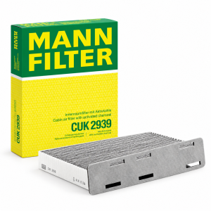 Filtro de habitáculo MANN-FILTER CUK 2939 de carbón activo con caja original, compatible con determinadas versiones Volkswagen, Audi, SEAT y Skoda