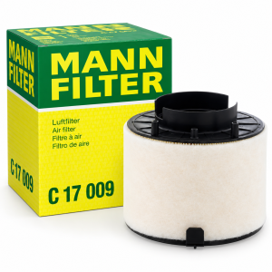 Filtro de aire cilíndrico MANN-FILTER C 17 009 con embalaje original para determinadas versiones Audi A4 B8, A5 y Q5 2.0 TDI.