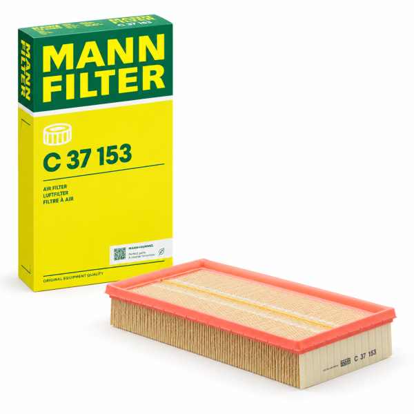Filtro de aire motor MANN-FILTER C 37 153 con embalaje original, para determinadas versiones de Volkswagen Golf IV, Seat León I, Audi A3 8L y Skoda Octavia I.