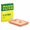 Filtro de aire MANN-FILTER C 27 009 con caja original para determinadas motorizaciones Volkswagen Golf, Audi A3, SEAT León y Skoda Octavia