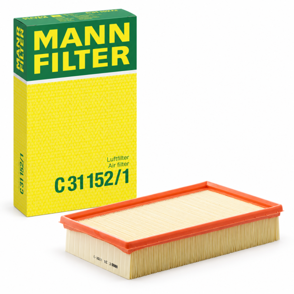 Filtro de aire motor MANN-FILTER C 31 152/1 rectangular con caja original para determinadas versiones Volkswagen Golf II, Passat y Audi 80.