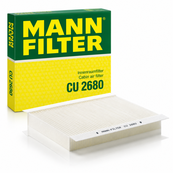Filtro de habitáculo antipolen MANN-FILTER CU 2680 con embalaje original para determinadas versiones de Citroën Xsara Picasso y Xsara.