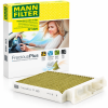 Filtro de habitáculo MANN-FILTER FP 1829 FreciousPlus con carbón activo y embalaje original, para determinadas versiones Renault Clio III y Dacia Duster.
