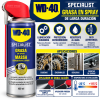 Infografía WD-40 Specialist Grasa en Spray 400 ml con protección anticorrosiva, resistencia al agua, alta adherencia y aplicaciones en mecanismos y maquinaria