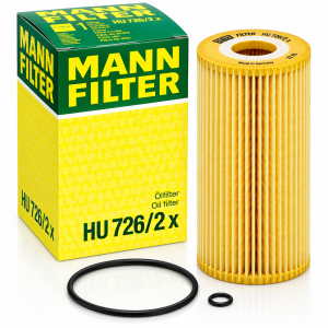 Filtro de aceite MANN-FILTER HU 726/2 x tipo cartucho con caja original y junta, para determinadas versiones de VW Golf IV, Seat León I y Audi A3 1.9 TDI. MANN-FILTER HU 726/2 x – Filtro de Aceite para VW Golf IV, Seat León I, Audi A3 y Skoda Octavia I – Motores 1.9 TDI