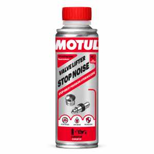 Envase de MOTUL Valve Lifter Stop Noise 300 ml, aditivo para el aceite de motor que ayuda a reducir el ruido de los taqués hidráulicos, referencia 114295.