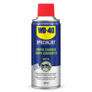 WD-40 Specialist Moto Limpia Cadenas 400 ml, spray desengrasante para limpiar cadenas, piñones y coronas de motocicletas.