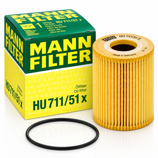 Filtro de aceite MANN-FILTER HU 711/51 x de cartucho con junta de estanqueidad y caja original MANN-FILTER para determinadas versiones Peugeot, Citroën y MINI.