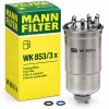 Filtro de combustible diésel MANN-FILTER WK 853/3 x con caja original, para determinadas versiones Volkswagen, Audi, SEAT y Skoda